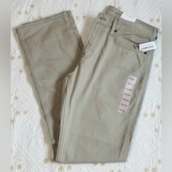 Old Navy Men’s 32 x 34 Tan Beige Straight Jeans NWT - Picture 3 of 13